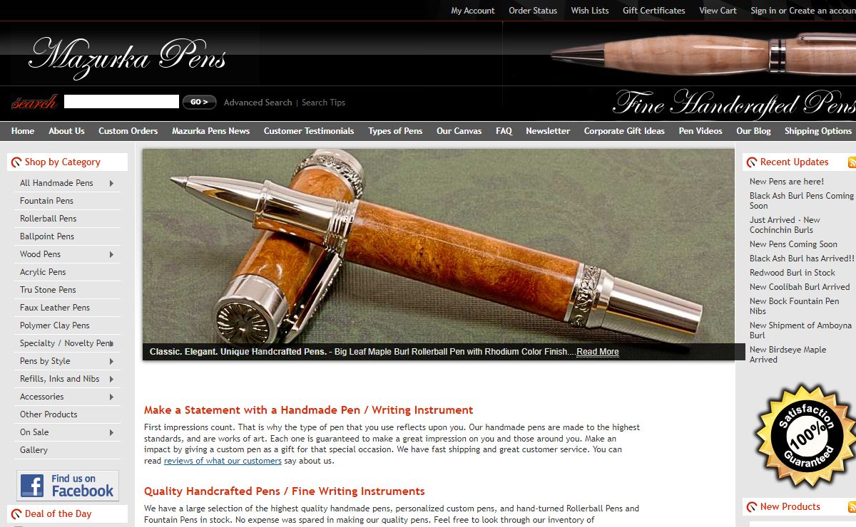 Handmade Pens, Handcrafted Pens, Custom Pens | Fountain Pens, Rollerball Pens, Ballpoint Pens | Quality Writing Instruments | Pen Refills, Business Gifts | Made in the USA