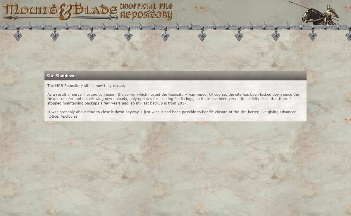 M&B Repository - Shutdown