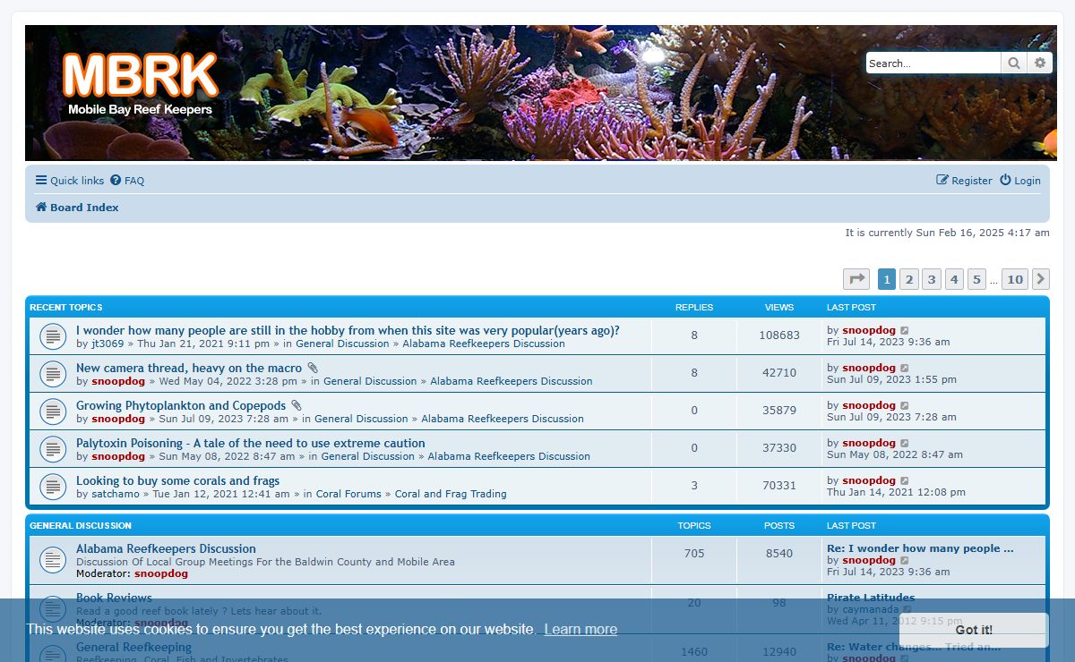 Mobile Bay Reef Keepers - Board Index