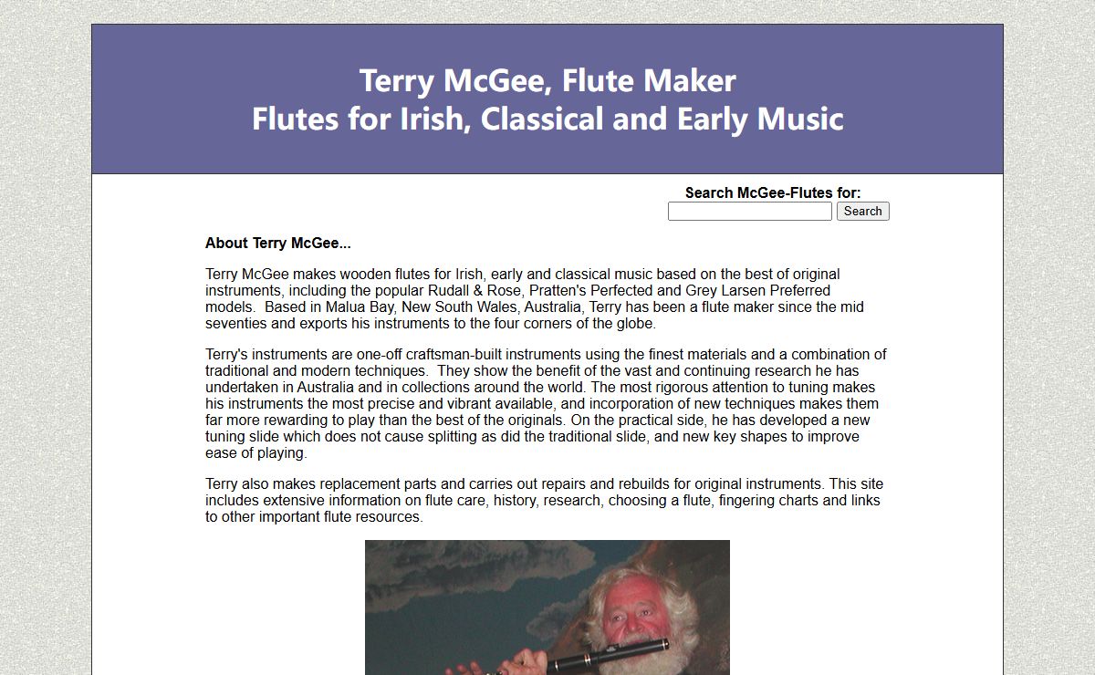 Irish, classical & early flutes by wooden flute maker Terry McGee