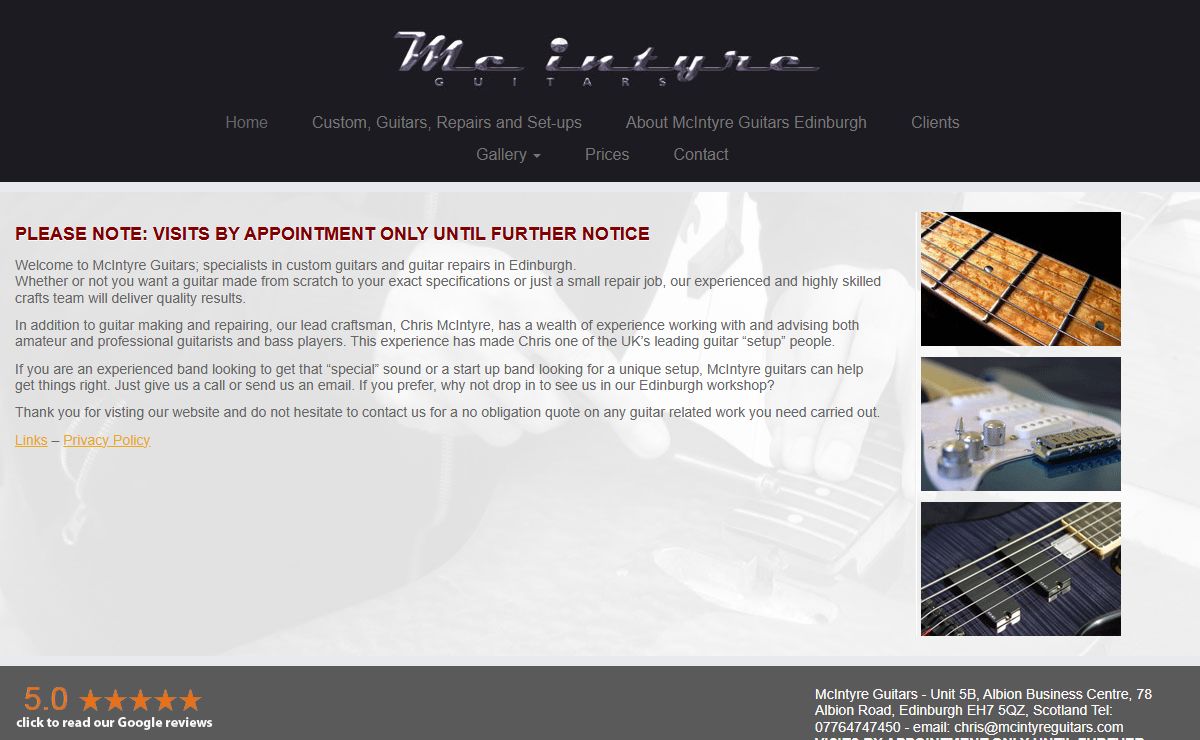 McIntyre Guitars - Expert Guitar maker and repairer in Edinburgh and London