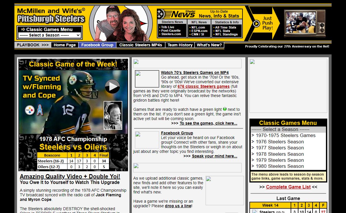 McMillen and Wife's Pittsburgh Steelers Extravaganza