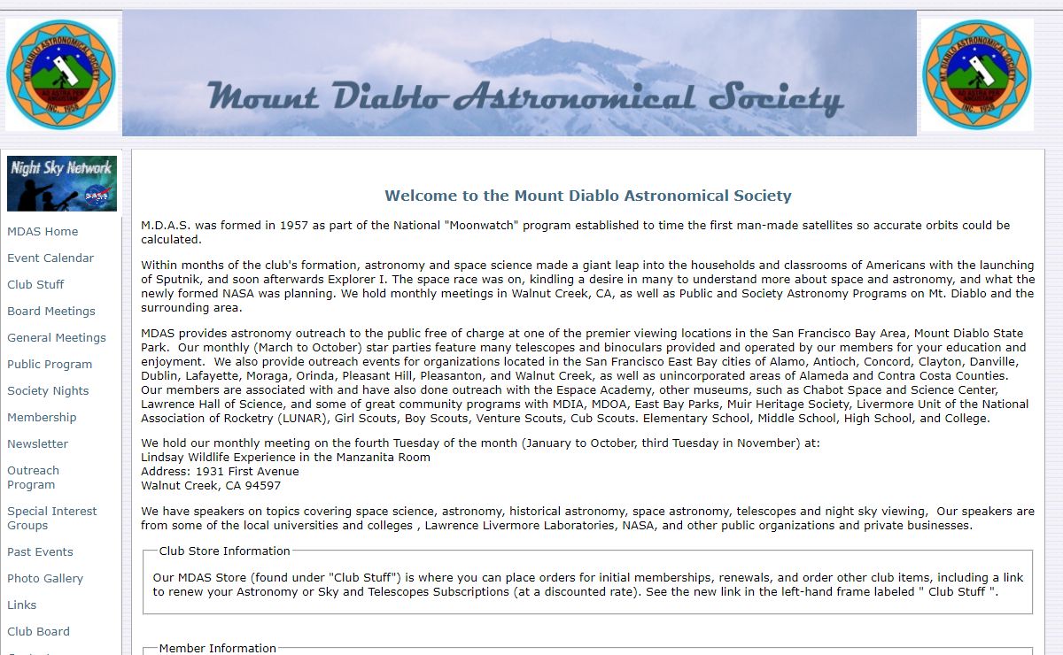Mount Diablo Astronomical Society Home Page