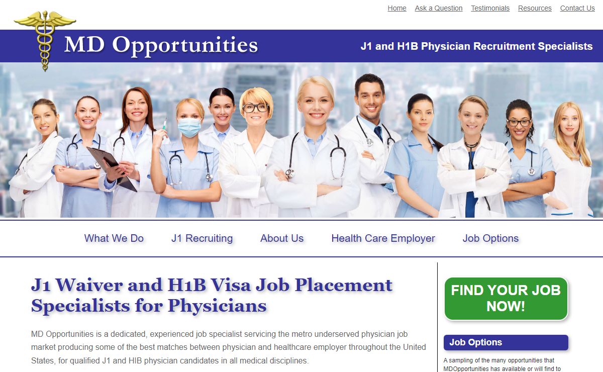 J1 Waiver and H1B Visa Jobs for Physicians | MD Opportunities