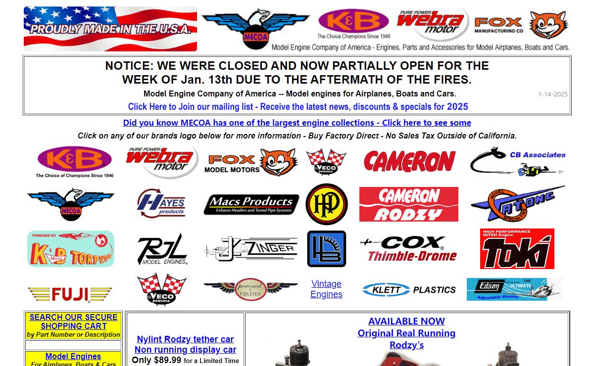 Model Engine Company Of America - America's largest producer of Model Engines for airplanes boats and cars