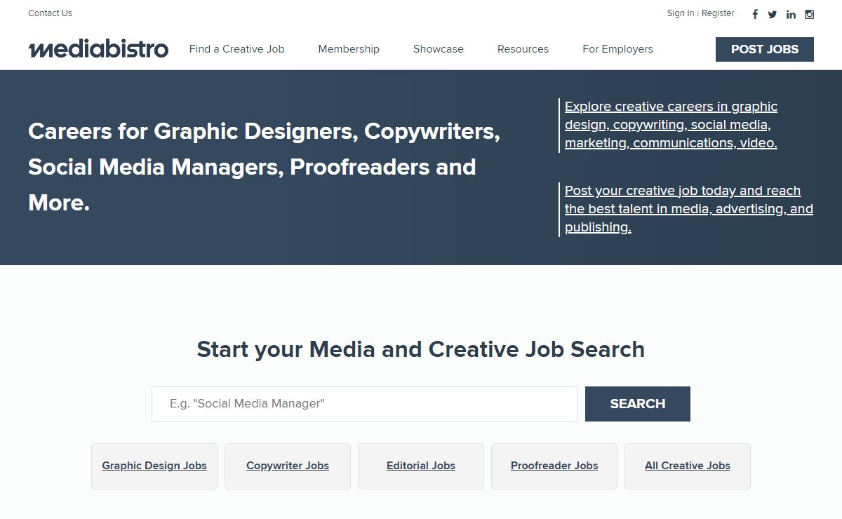 Creative Jobs :: Careers for Graphic Designers, Copywriters, Social Media Managers, Proof Readers and More.