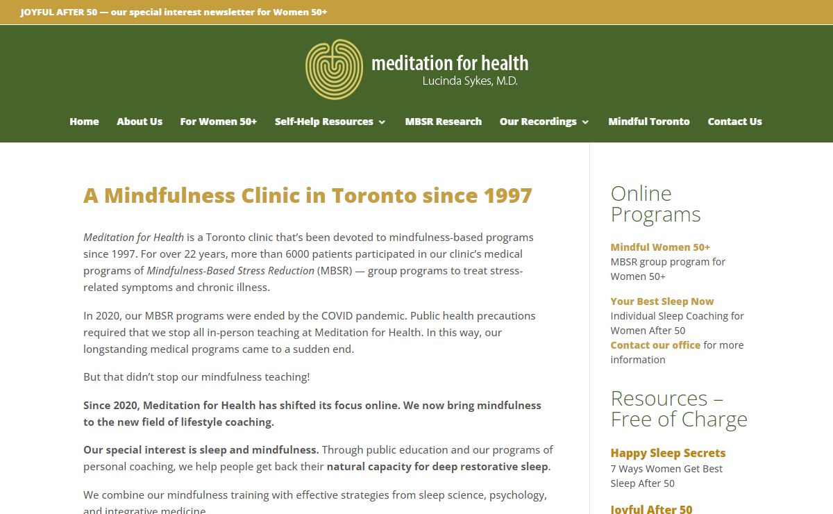 Meditation for Health | A Mindfulness Clinic in Toronto since 1997