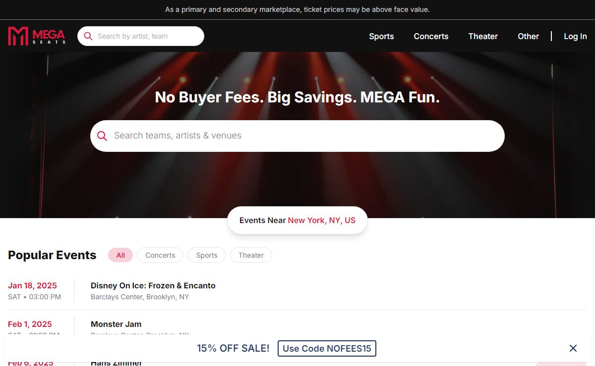 Tickets with No Fees | MEGAseats.com