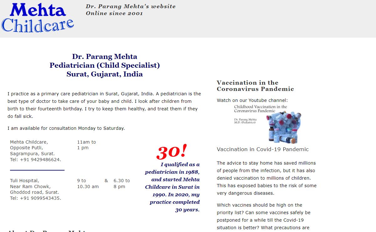 Mehtachildcare.com - Dr. Parang Mehta, Pediatrician (Child Specialist) Surat, Gujarat, India