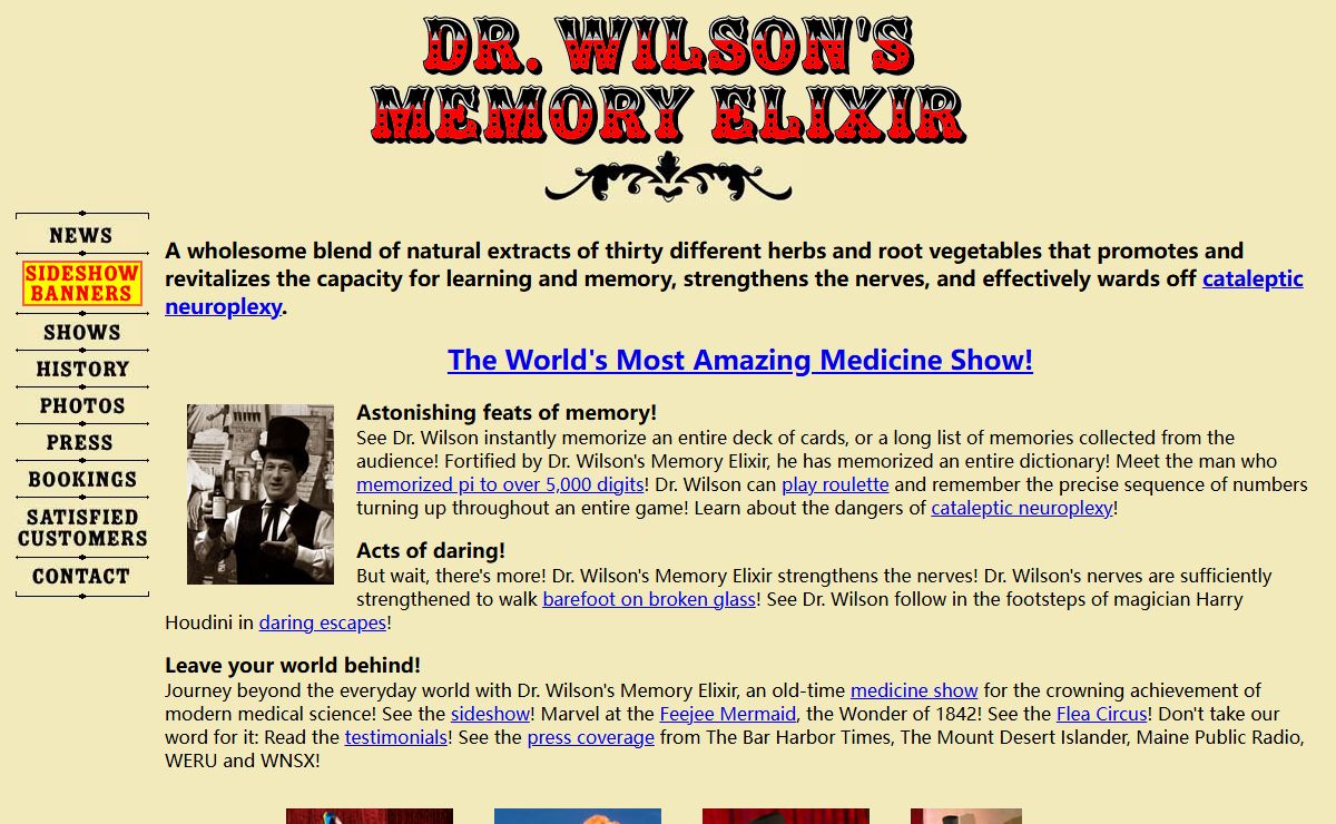 Dr. Wilson's Memory Elixir Medicine Show - Magician in Bar Harbor, Maine