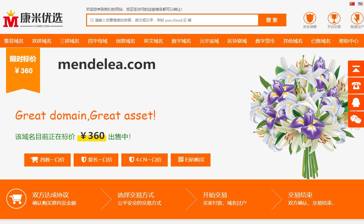 域名 mendelea.com 正在出售中！