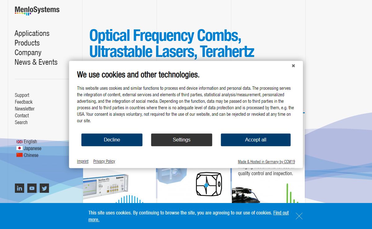 Optical Frequency Combs, Ultrastable Lasers, Terahertz Systems, Femtosecond Fiber Lasers | Menlo Systems