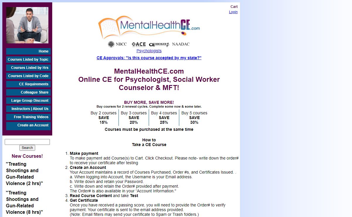 Online continuing education for Psychologist, Social Worker, Counselor, & MFT!!