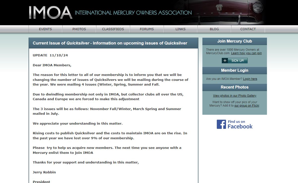 IMOA › International Mercury Owners Association