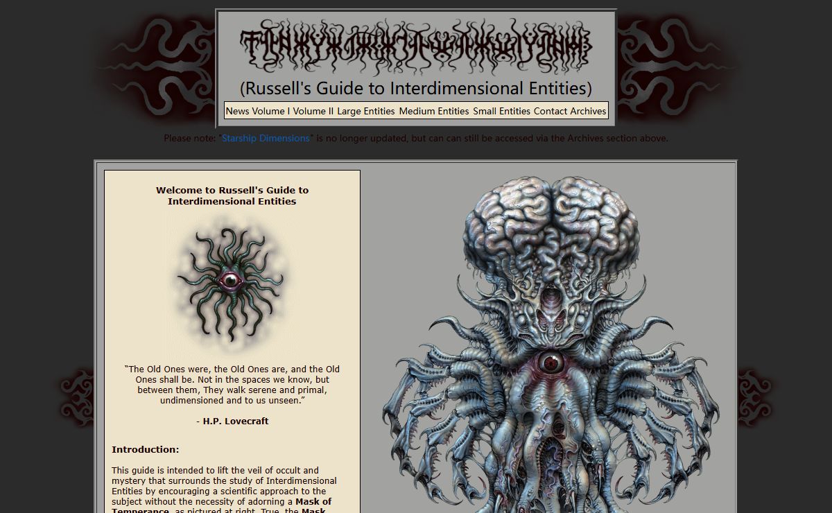 Russell's Guide to Interdimensional Entities