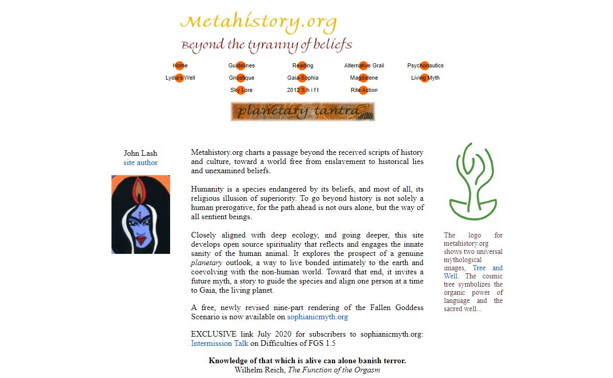 MetaHistory - Gaia and Gnosis, Deeper Ecology, Planetary Tantra, Telestics