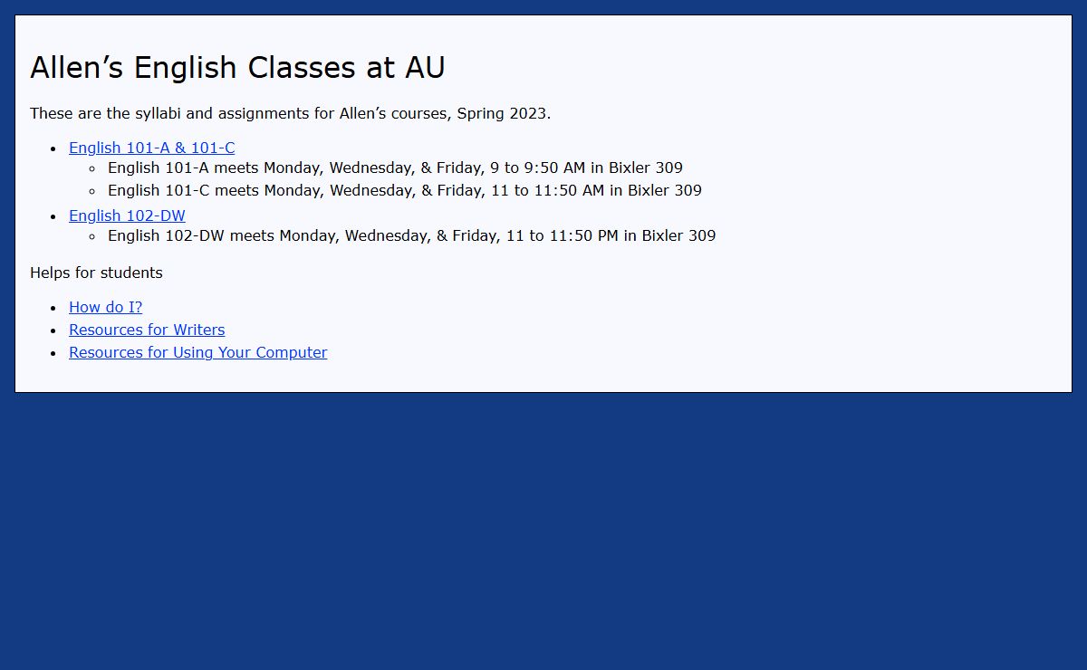 Allen's English at AU