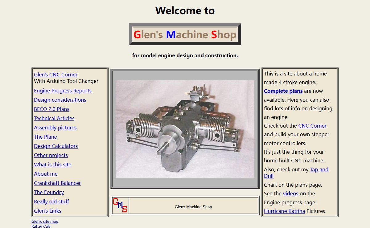 Glens Machine Shop - main page