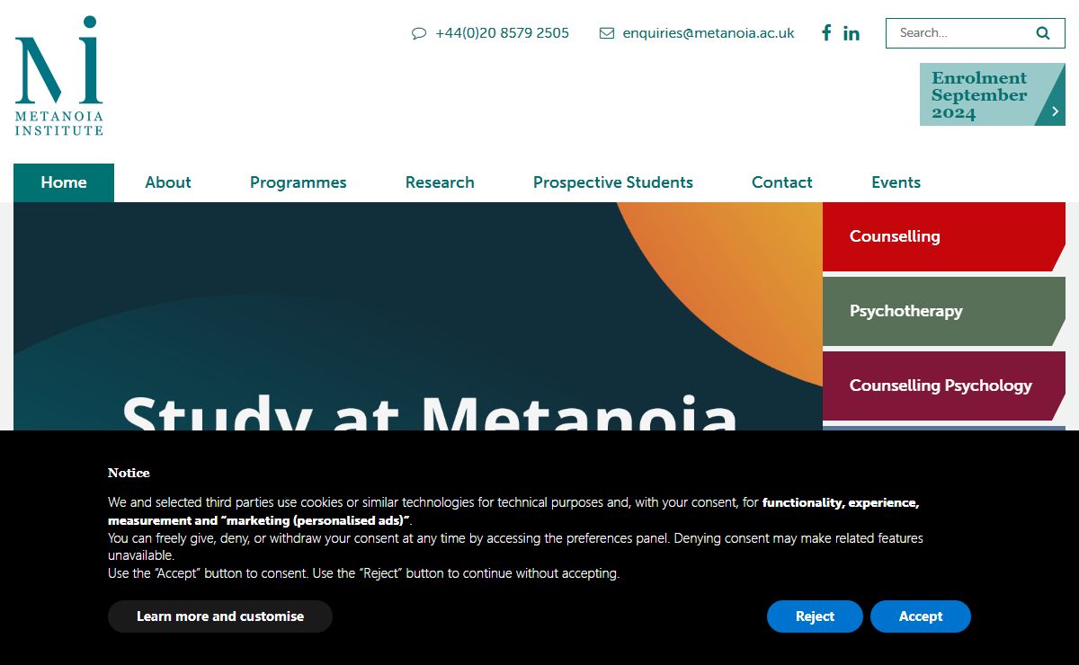 Welcome to Metanoia Institute