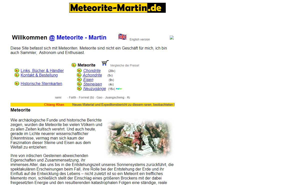Meteorite - Martin: Meteorit & Mehr - Sternenstaub zum Greifen - Meteorit Handel