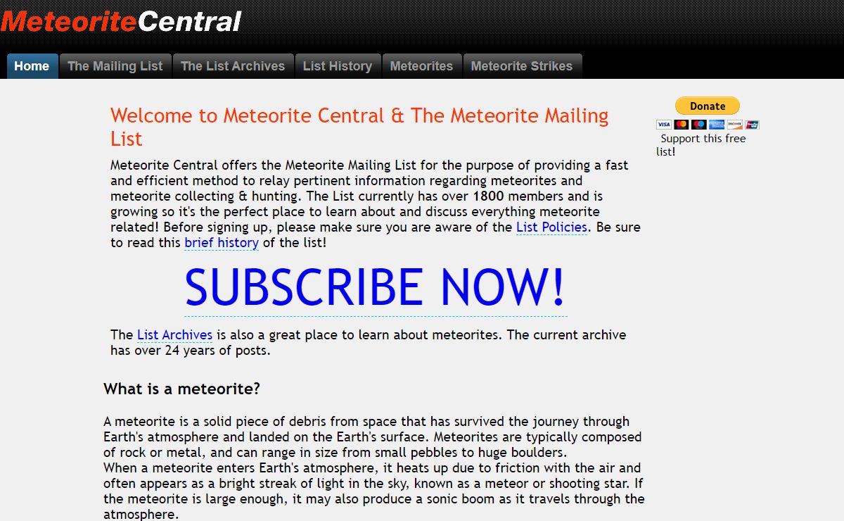 Meteorite Central - home of the Meteorite Mailing List