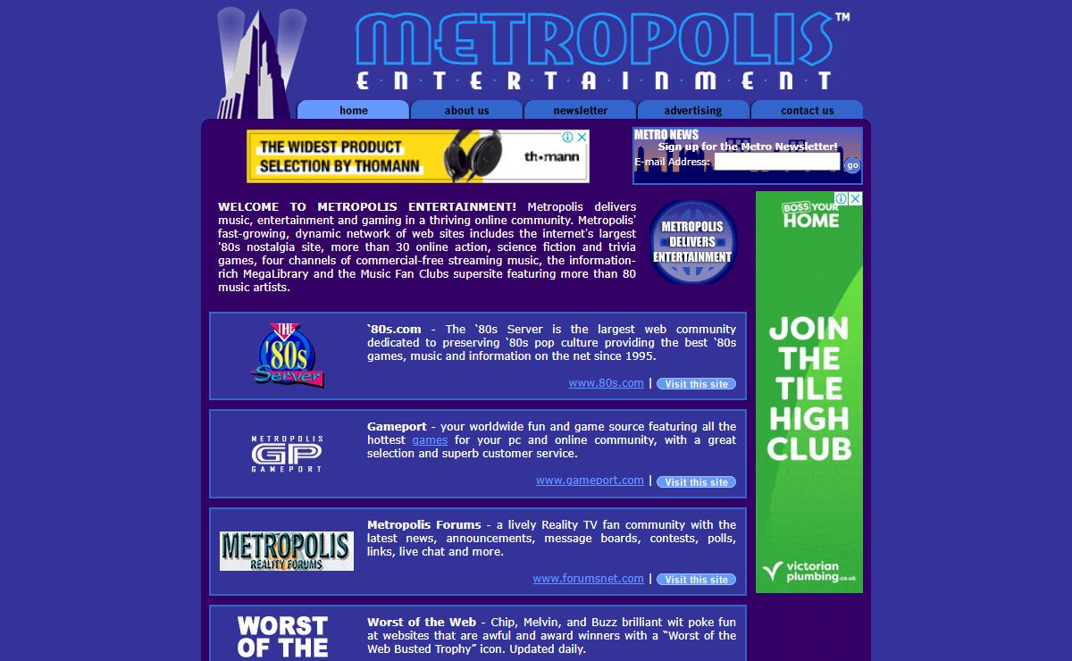 Metropolis Entertainment - your resource to music, games, chat, forums, shopping, and so much more.