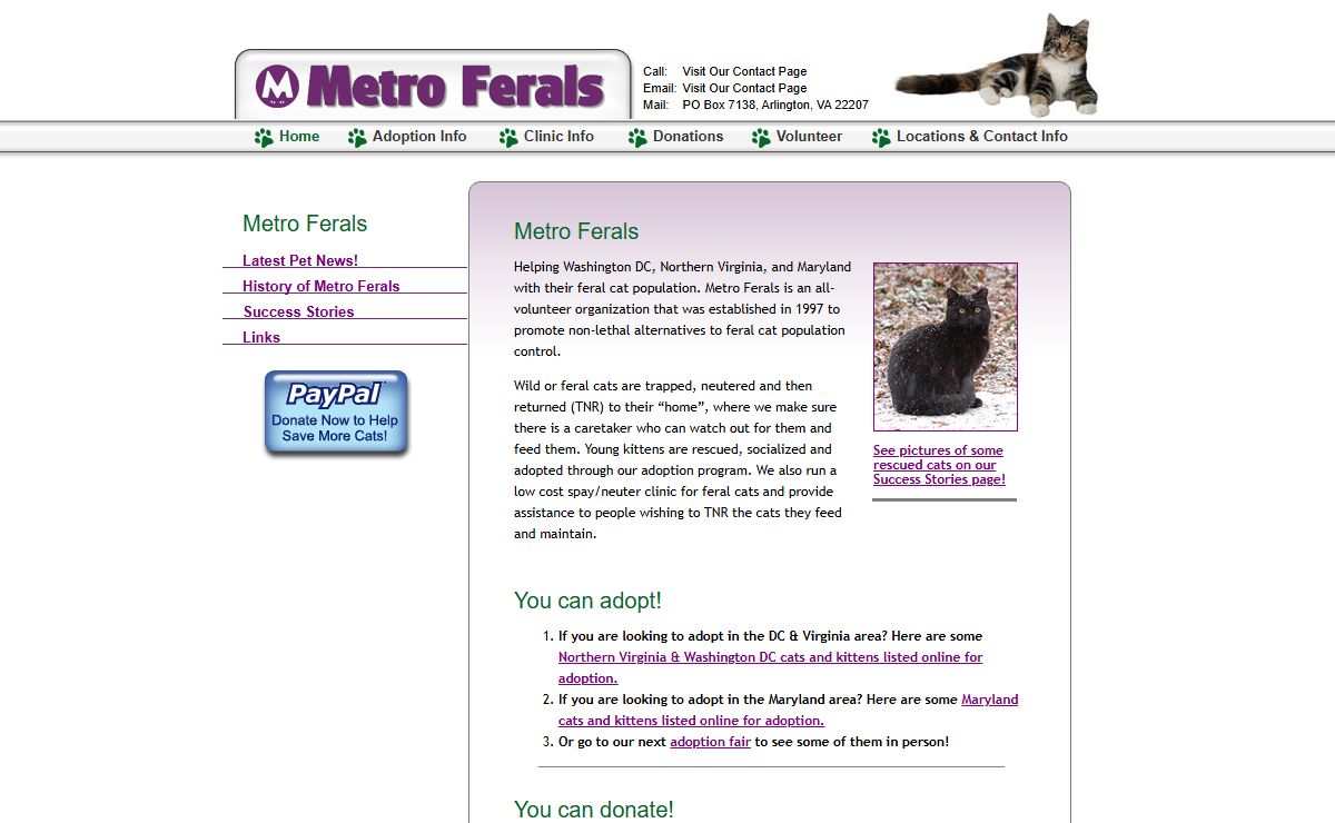Metro Ferals - dc metro feral cat organization, donate save cats, feral cat foster home maryland, trap feral cats maryland, help rescue cats, washington dc wild cat rescue, kitten foster home washington dc, trap neuter return cats metro dc