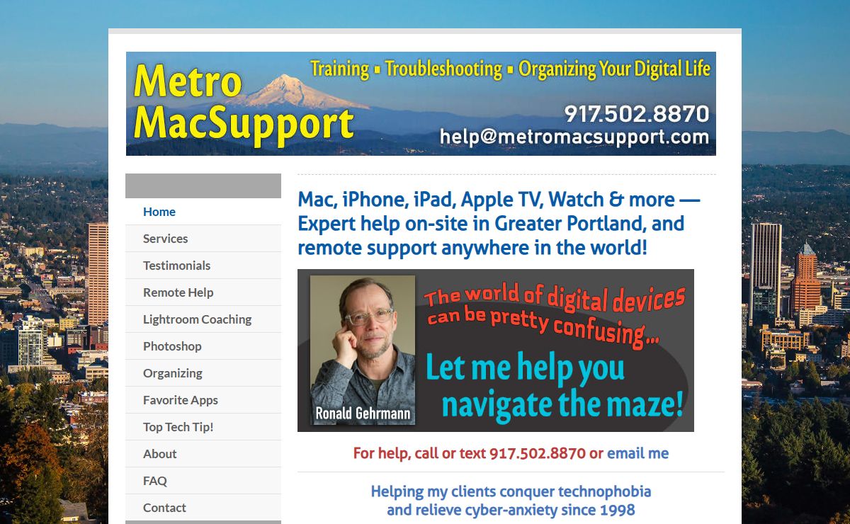 Metro MacSupport: Portland - PDX - Mac, iPhone, Apple Watch, Lightroom, and more - Apple certified support, tutoring, troubleshooting - On-site & remote - Portland Mac, iPad, iPhone, Lightroom, PDX -- Help, Tutoring, Support -- Setup, Networking, Training/Coaching, Troubleshooting - On-site and remote help -- Apple Certified Support Professional -- Metro MacSupport -- Portland, OR