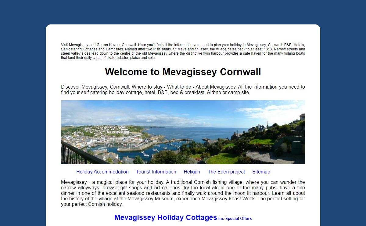 Mevagissey Tourist Information 2024 holiday guide B&B Airbnb self-catering Cottages Hotels Gorran Haven Cornwall, Eden Project, Feast Week, Heligan, Bed and Breakfast