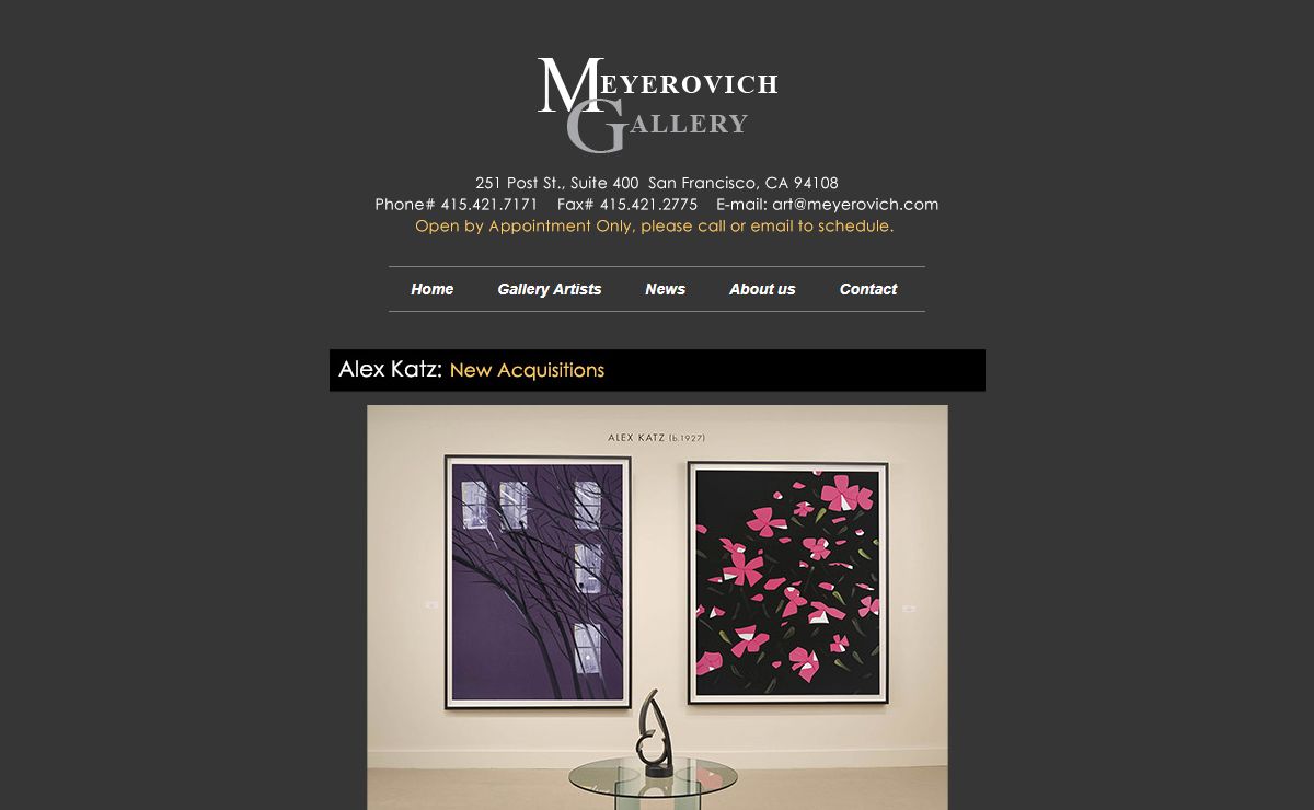 Meyerovich Gallery - San Francisco art gallery featuring Katz, Sultan, Guy Dill, Venet, Bruskin, Kass and others