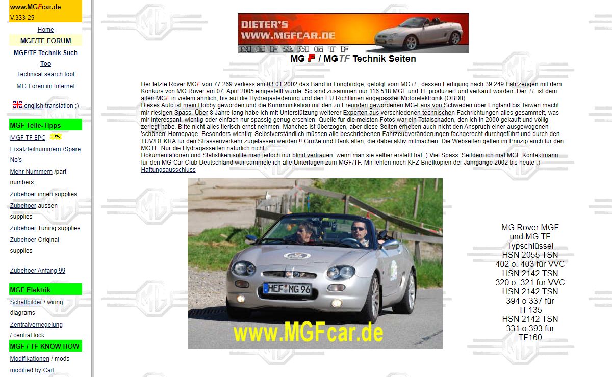 Dieter's MGFcar Homepage