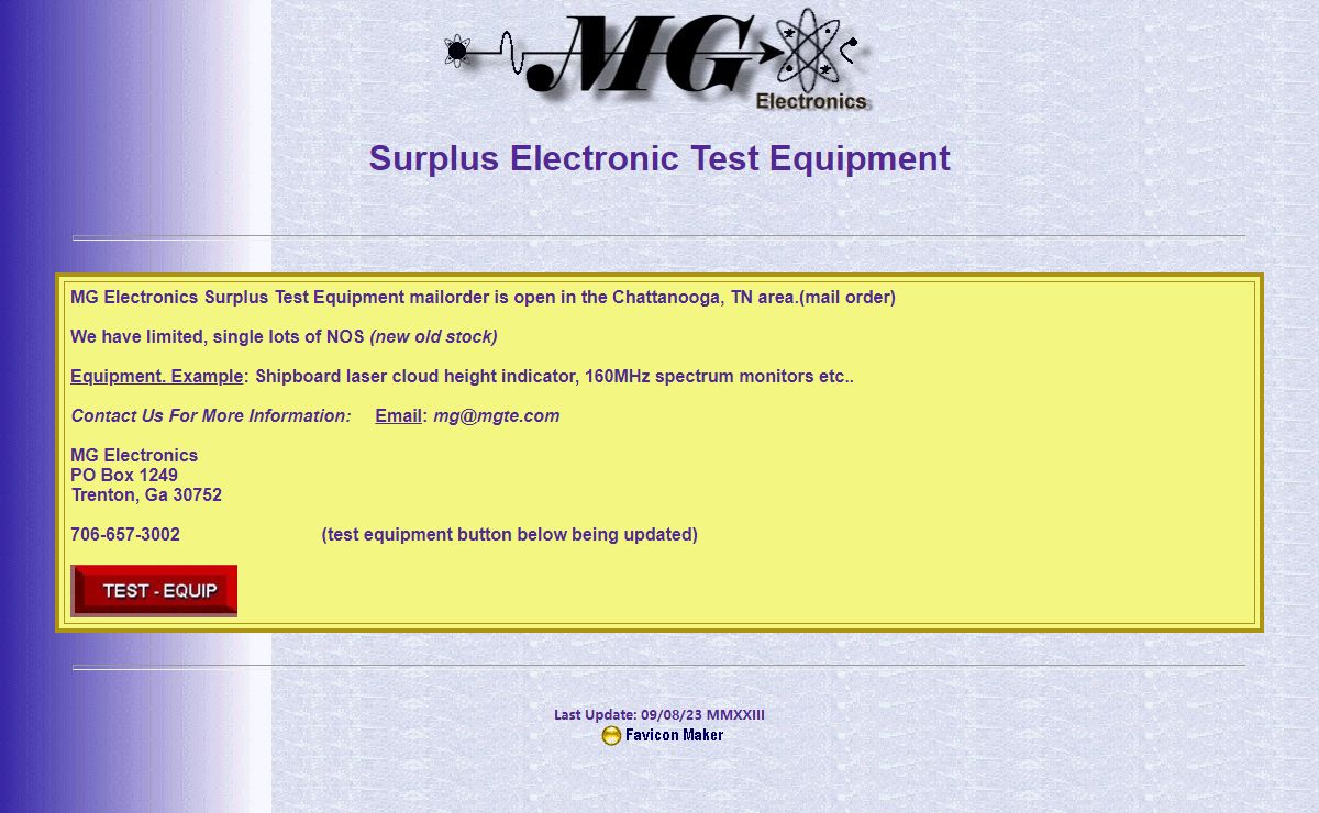 MG Electronics We sell Government Surplus Test Equipment