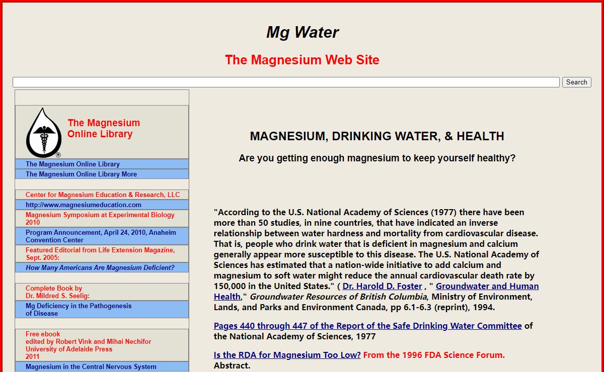 Magnesium-Deficiency Catastrophe: The Magnesium Web Site