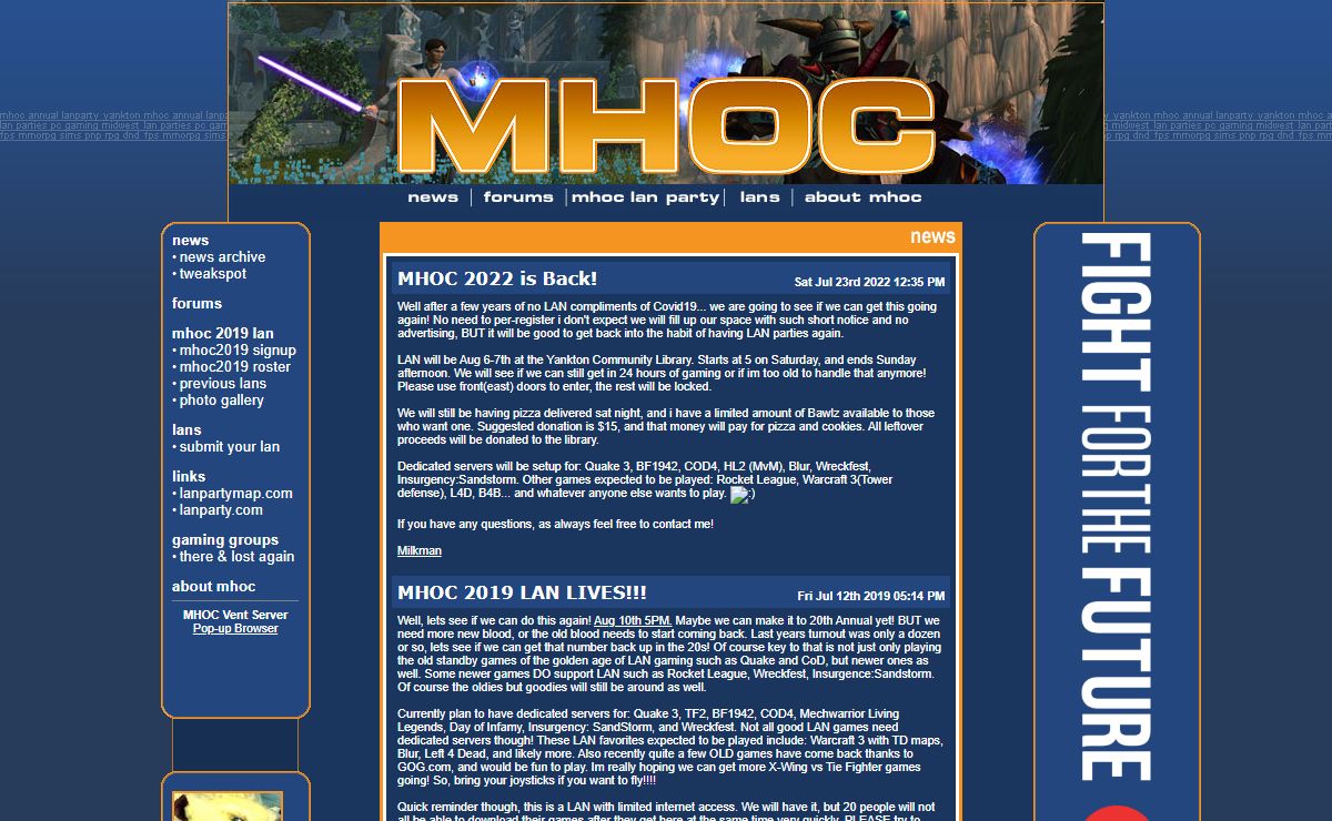 MHOC - Annual LAN Party for Yankton South Dakota. Midwest LAN Party listings.