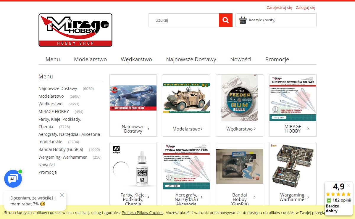 Mirage Hobby Shop - internetowy sklep z modelami - sklep z gundam i gunpla - sklep wędkarski - sklep modelarski