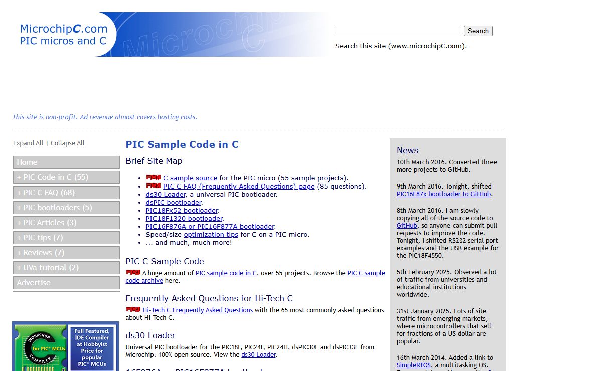 Program Microchip PIC micros with C - sample source code, FAQ and more