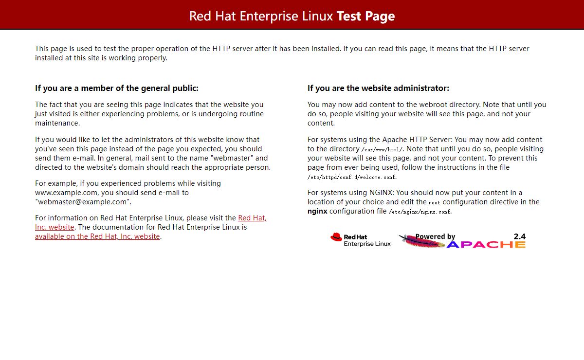 Test Page for the HTTP Server on Red Hat Enterprise Linux
