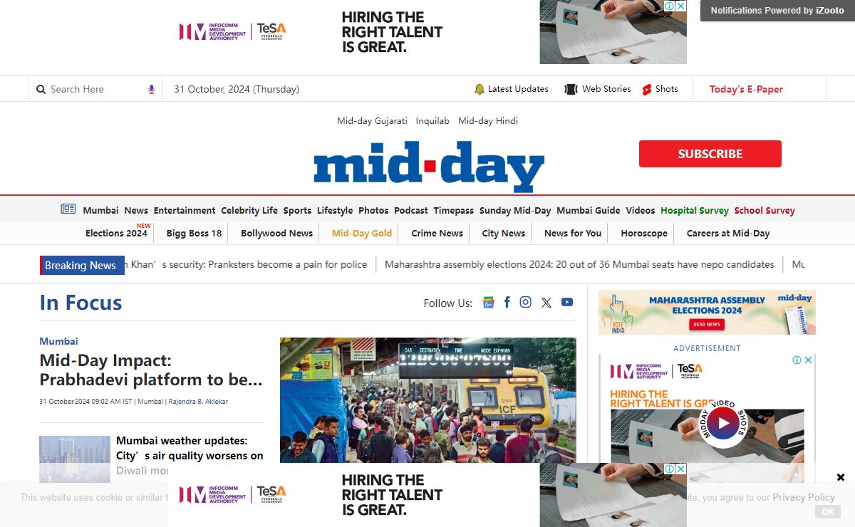 Latest Mumbai News | India news | Entertainment News | Latest News in Mumbai, Headlines, Live Updates and Coverage | Mid-Day
