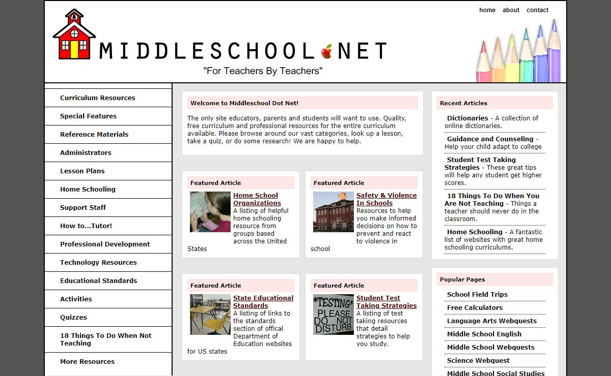 Middleschool.net - Ultimate Middle School, Home School and Lesson Plan Resource