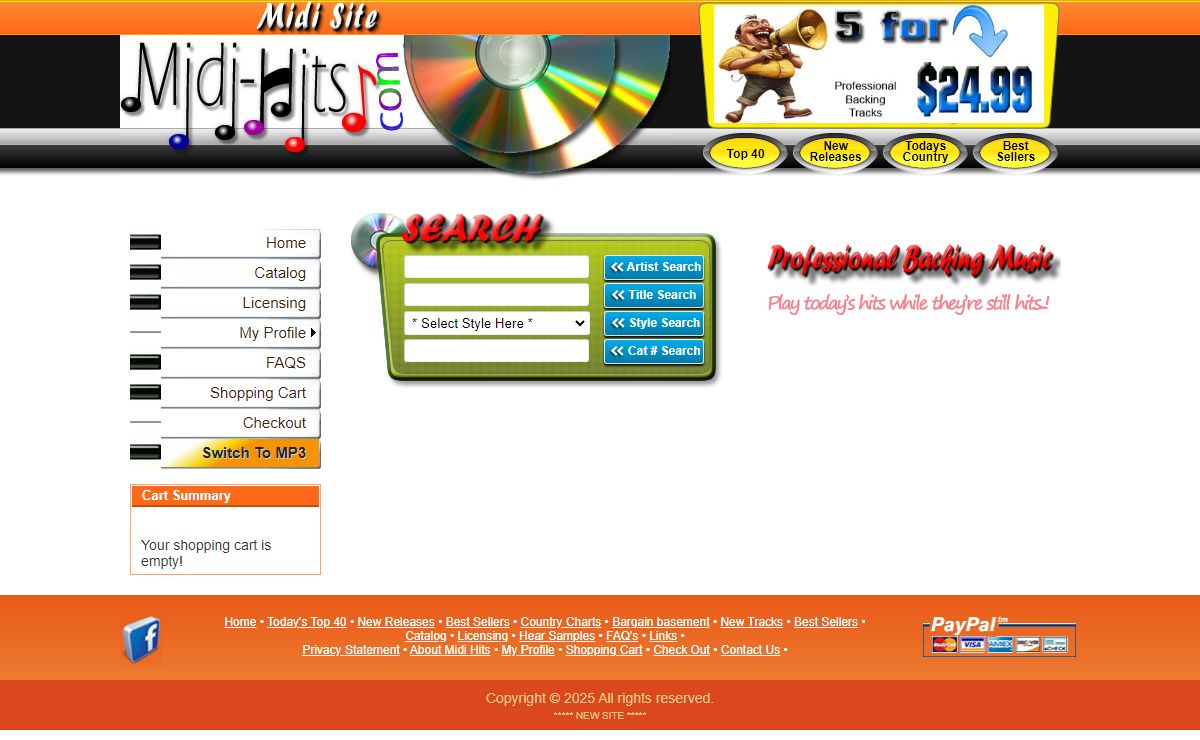 Midi Hits backing music for musicians & singers - MIDI