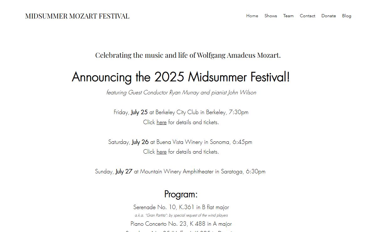 Home | Midsummer Mozart Festival