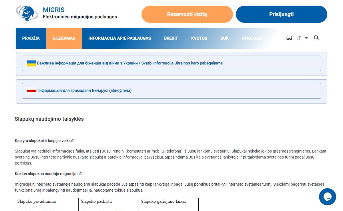 Apie slapukus - Migracijos departamentas