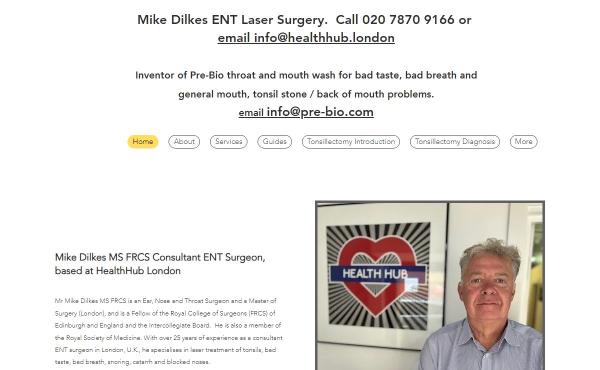 Mike Dilkes ENT Laser Surgery, London | tonsil stones