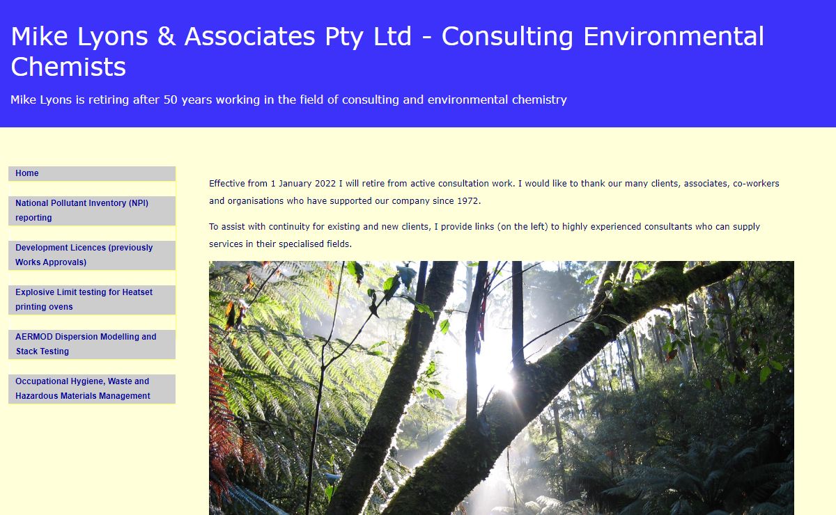 Mike Lyons & Associates Pty Ltd Environmental Consulting Chemists