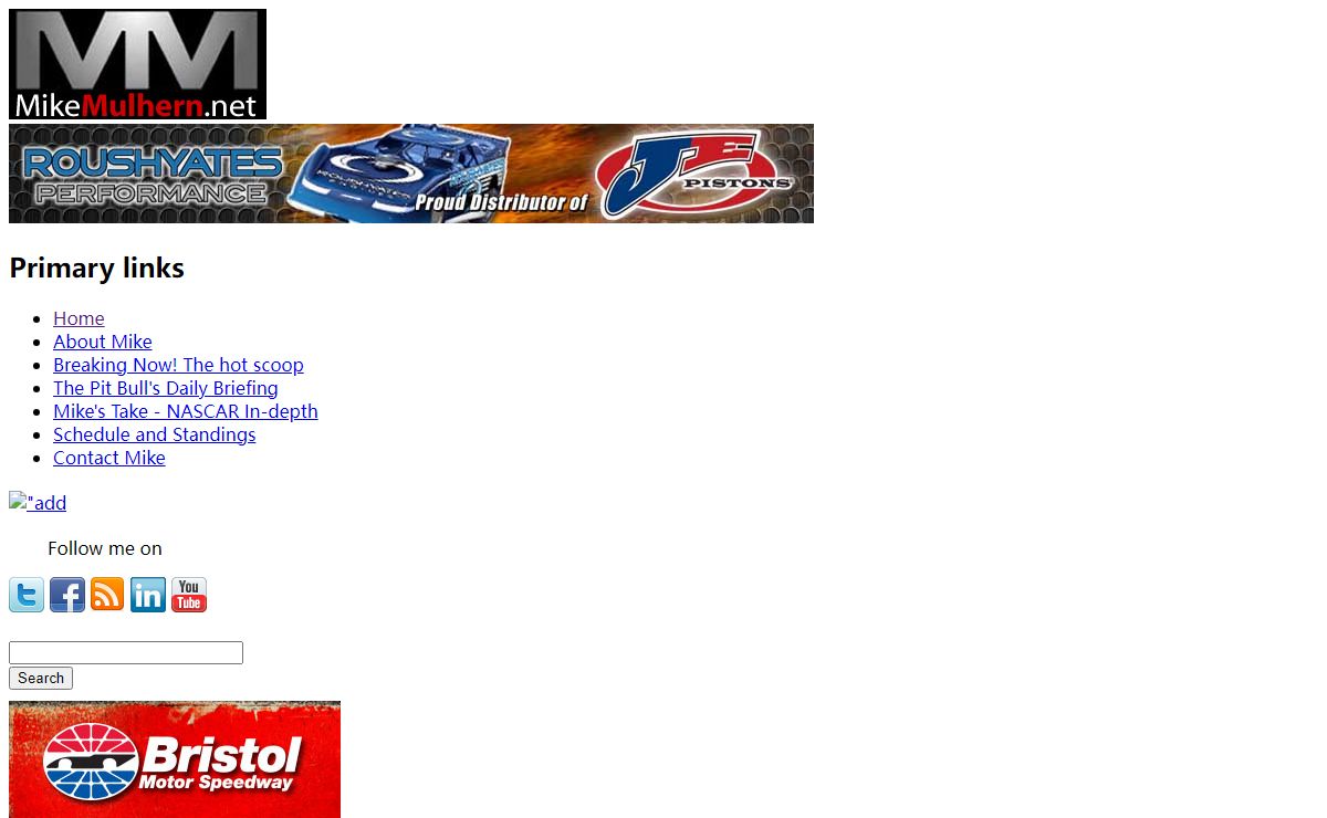 NASCAR Racing Breaking News: Trackside Live, Every Week, Every Sprint Cup Race - MikeMulhern.net