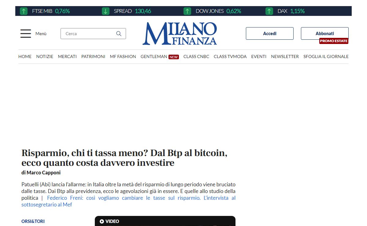 Milano Finanza - news di economia, finanza, fisco e borsa in tempo reale