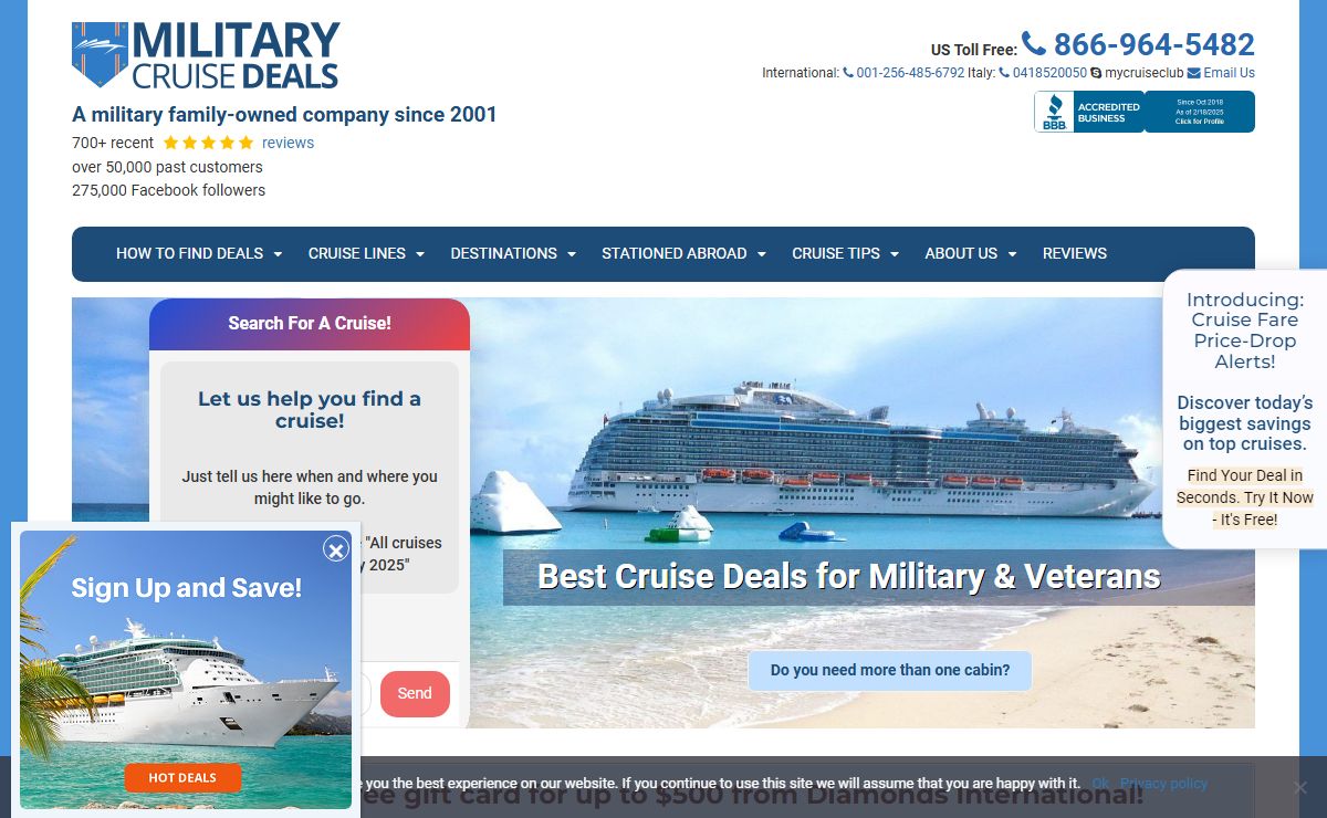 Discounts for Military on all cruises - Veterans qualify