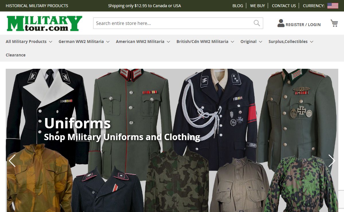 Military Tour | WW2 German, American, British, Canadian Uniforms, Helmets & Accessories