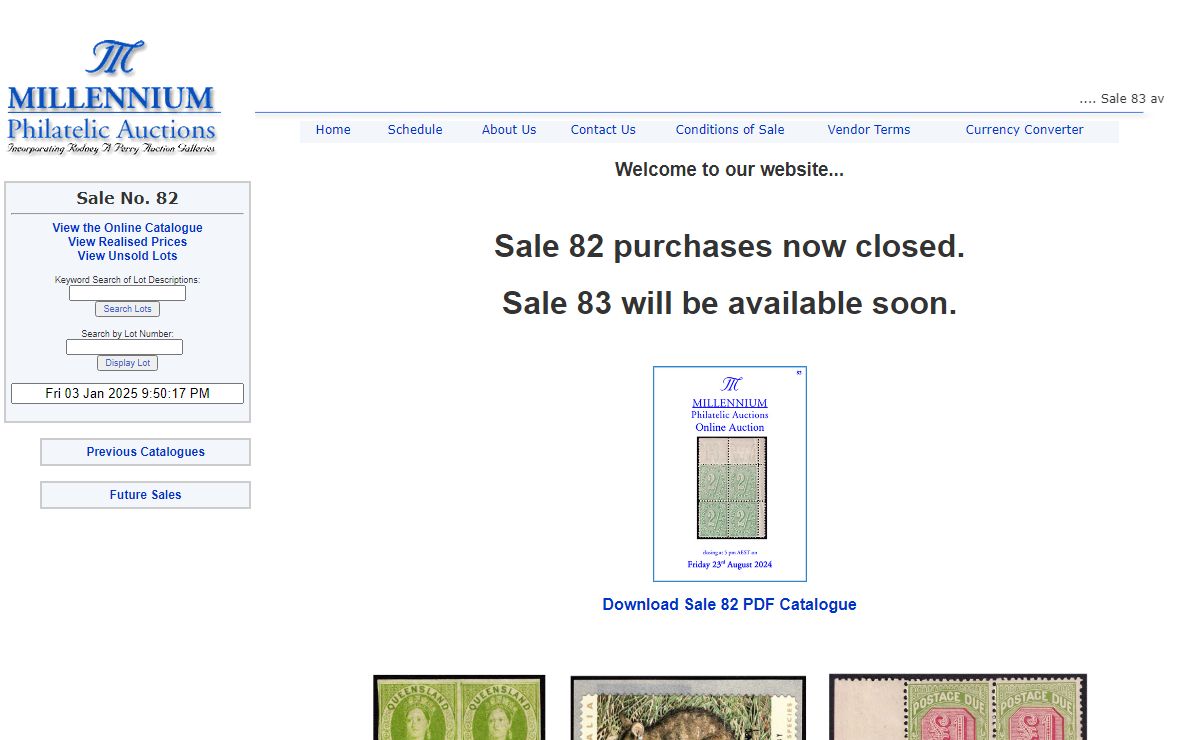 Millennium Philatelic Auctions : Postage Stamps, Postal History, Philately : Sydney Australia