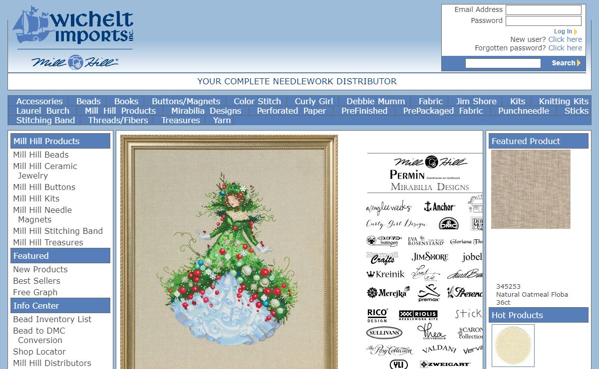 Wichelt Imports has premium quality needlework products and fabrics from Kreinik, Permin, Zweigart, Jobelan, Marlitt, DMC for cross stitching, needlepoint and embroidery.